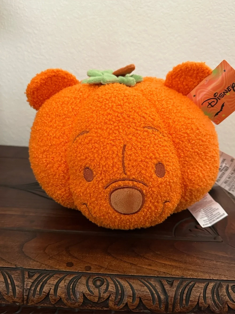 BNWT! Licensed Disney Halloween Pumpkin Pillow Pooh Bear Winnie The Pooh